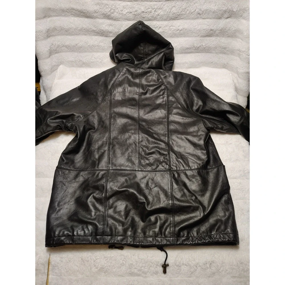 Charles Klein Genuine Leather Jacket & Leather Hood Sz XL + Removable liner Sz M - Picture 11 of 11